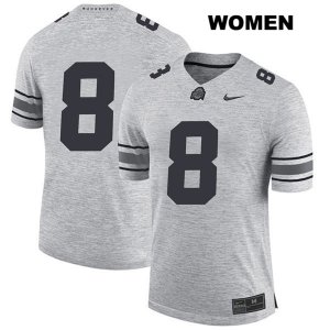 Women's NCAA Ohio State Buckeyes Kendall Sheffield #8 College Stitched No Name Authentic Nike Gray Football Jersey OD20H54HP
